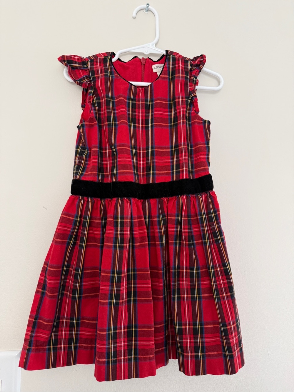 CREWCUTS Girls' flutter-sleeve tartan 4T